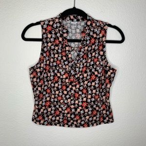 GUESS | Floral Crop Top w/Front Tie Detail